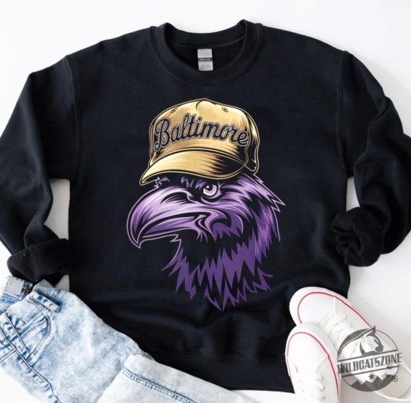 Baltimore Ravens Mascot With Cap Vintage Sweatshirt Hoodie Tshirt Tee Gift For Fan Football Game Day Sweater Retro New wildcatszone 1