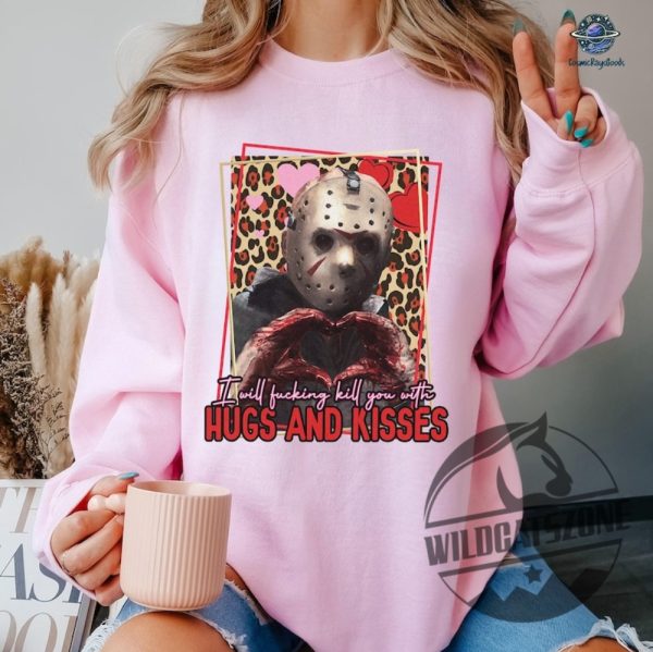 Jason Voorhees Hug And Kisses Valentine T Shirt Hoodie Sweatshirt Tee Gift For Fan Mens Womens Horror Movie New wildcatszone 1