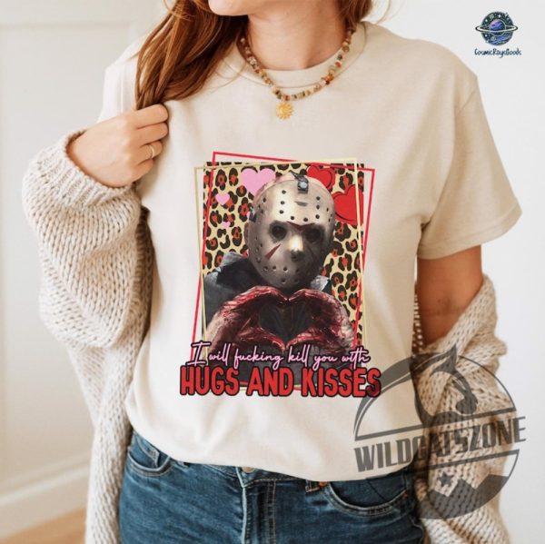 Jason Voorhees Hug And Kisses Valentine T Shirt Hoodie Sweatshirt Tee Gift For Fan Mens Womens Horror Movie New wildcatszone 1 1