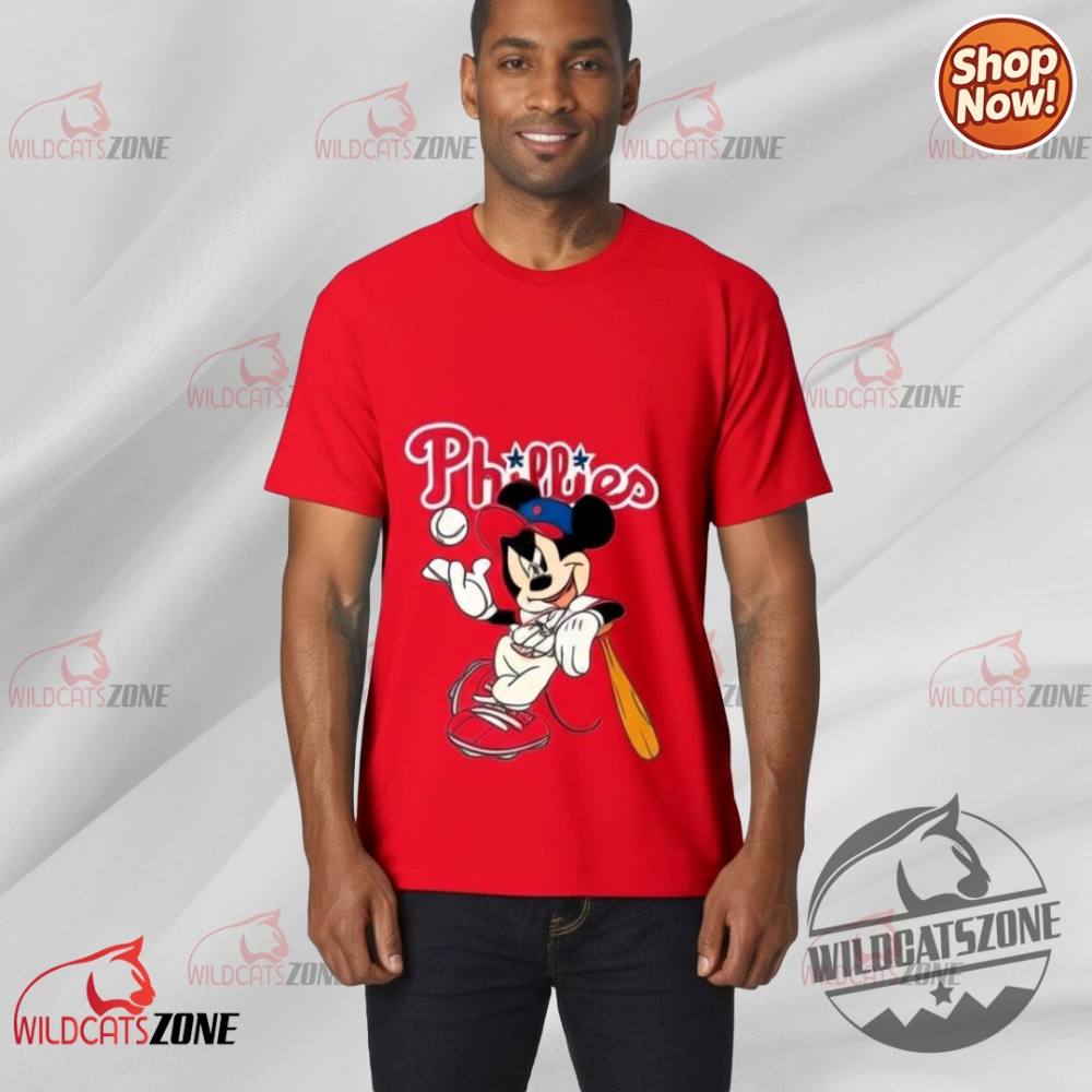 Phillies Tshirt Mickey Mouse Mlb Disney Collaboration Baseball Fan 3D Shirt 1 Phillies T-Shirt Mickey Mouse MLB Disney Collaboration Baseball Fan 3D Shirt