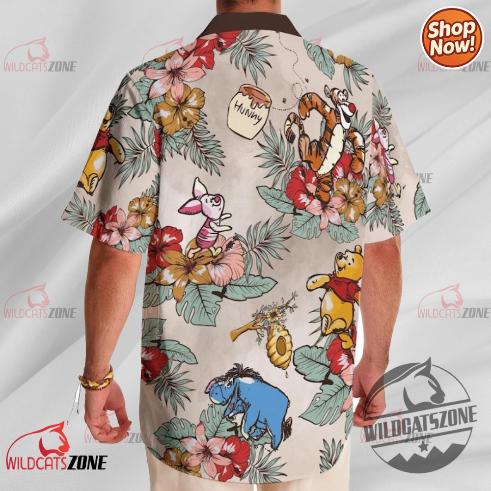 Discover the Latest Summer Trend: Hunny Winnie the Pooh Collection 6 Winnie The Pooh Floral Hawaiian Shirt For Disneyland Family Trip Pooh And Friends Button Up Shirts Tigger Piglet