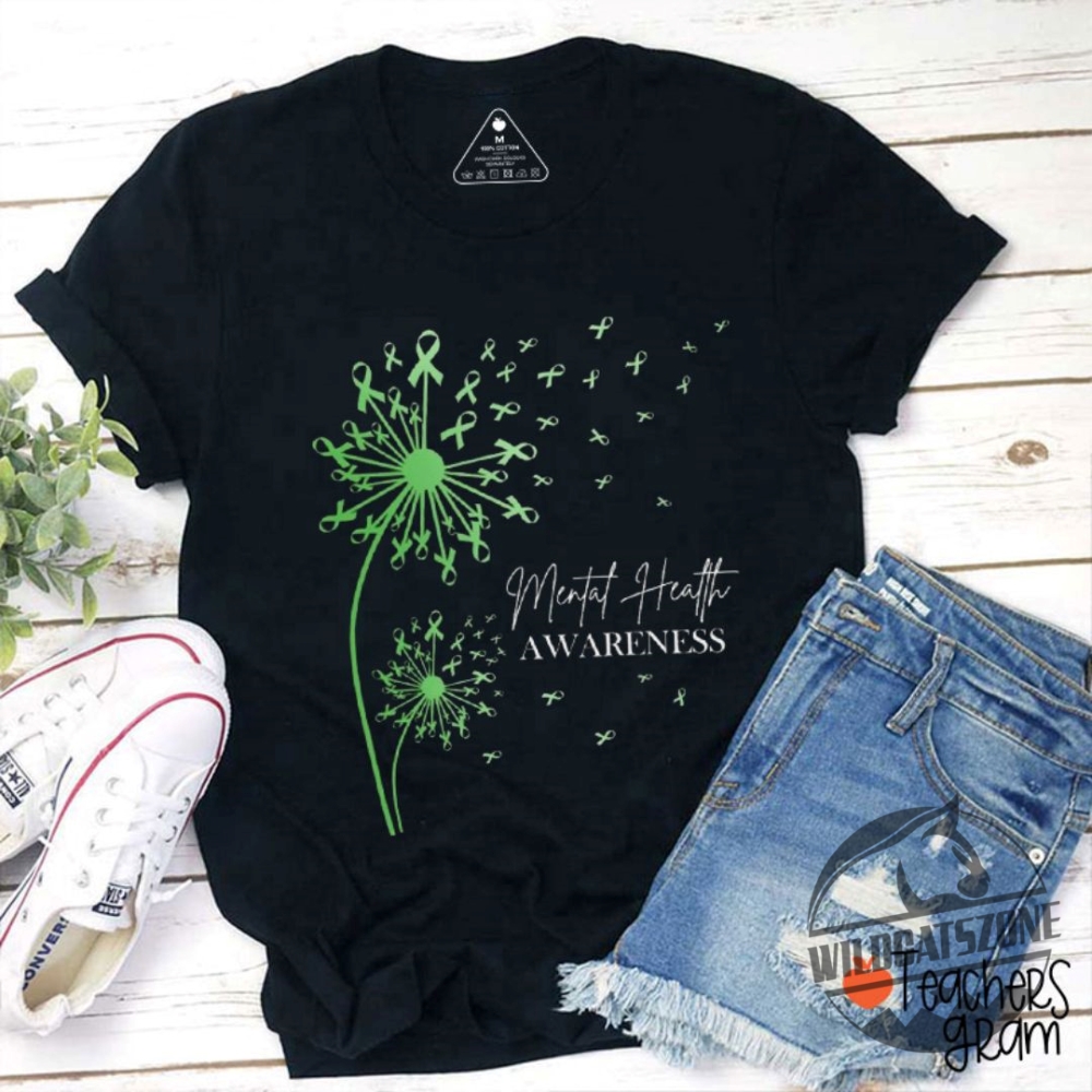 Mental Health Awareness Dandelion Teacher T Shirt Nami Support wildcatszone 1