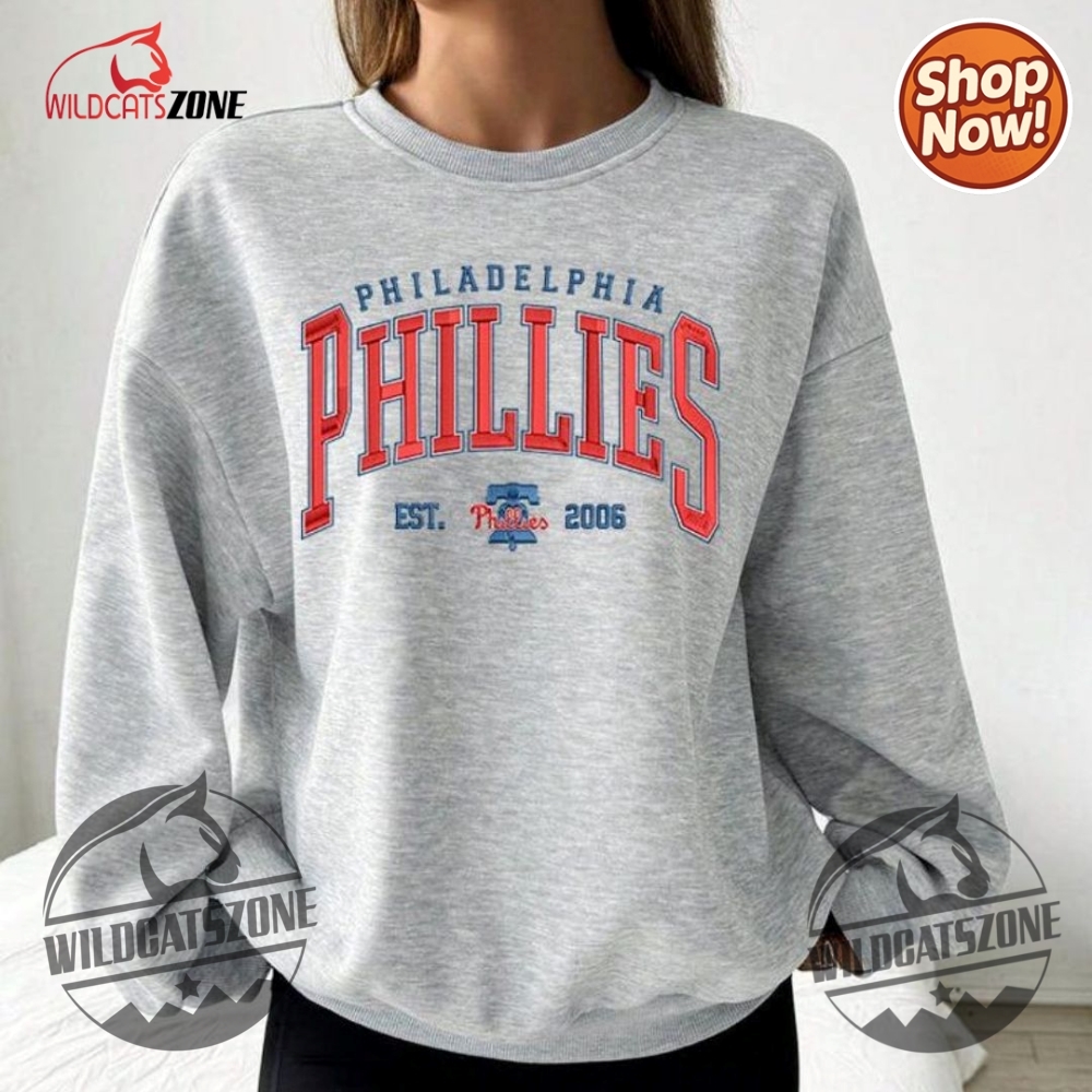 Philadelphia Phillies Embroidered Shirt Sweatshirt For Baseball Fans Game Day Outfit Mens Womens wildcatszone 1
