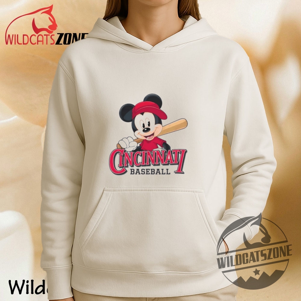 Cincinnati Mickey Mouse Baseball Gift Tee Shirt Fun Disney Baseball Fan Cotton Tee 6 Cincinnati Mickey Mouse Baseball Gift Tee Shirt Fun Disney Baseball Fan Cotton Tee