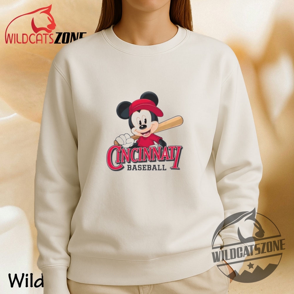 Cincinnati Mickey Mouse Baseball Gift Tee Shirt Fun Disney Baseball Fan Cotton Tee 7 Cincinnati Mickey Mouse Baseball Gift Tee Shirt Fun Disney Baseball Fan Cotton Tee
