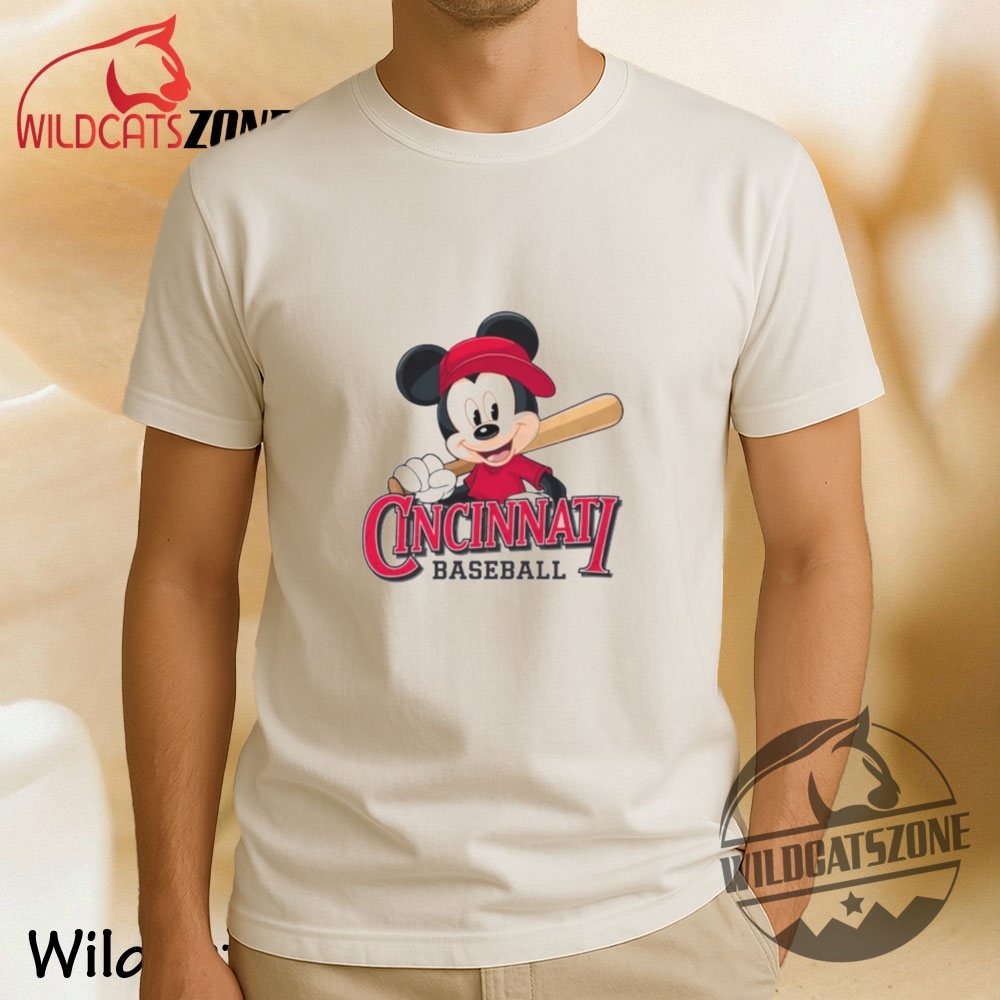 Cincinnati Mickey Mouse Baseball Gift Tee Shirt Fun Disney Baseball Fan Cotton Tee 8 Cincinnati Mickey Mouse Baseball Gift Tee Shirt Fun Disney Baseball Fan Cotton Tee