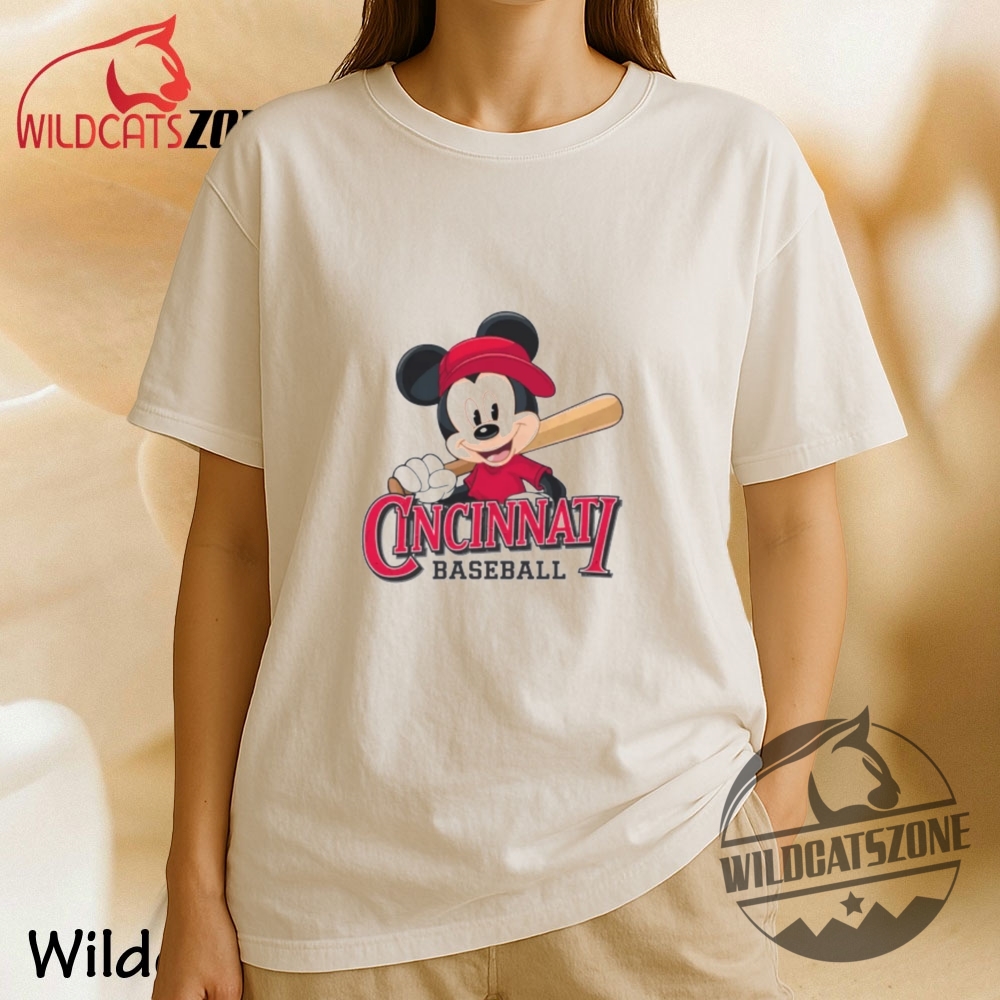 Cincinnati Mickey Mouse Baseball Gift Tee Shirt Fun Disney Baseball Fan Cotton Tee 9 Cincinnati Mickey Mouse Baseball Gift Tee Shirt Fun Disney Baseball Fan Cotton Tee