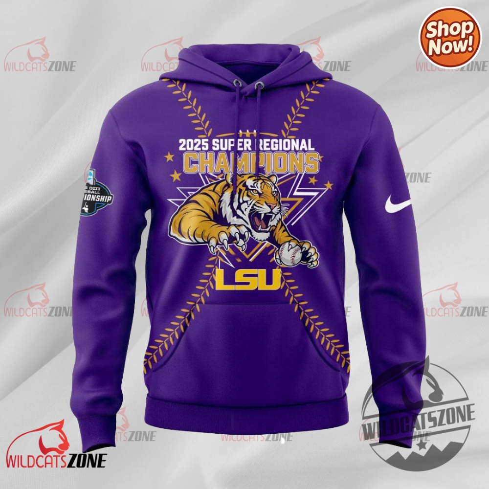 Lsu Tigers Baseball 2025 Super Regional Champions Purple Hoodie Sweater 3D Shirt wildcatszone 1