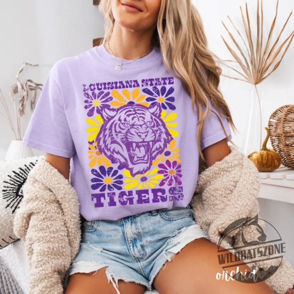 Louisiana Tigers Vintage Retro Lsu Floral Geaux Tigers Tee T Shirt Hoodie Crewneck 7 Louisiana Tigers Vintage Retro LSU Floral Geaux Tigers Tee T Shirt Hoodie Crewneck