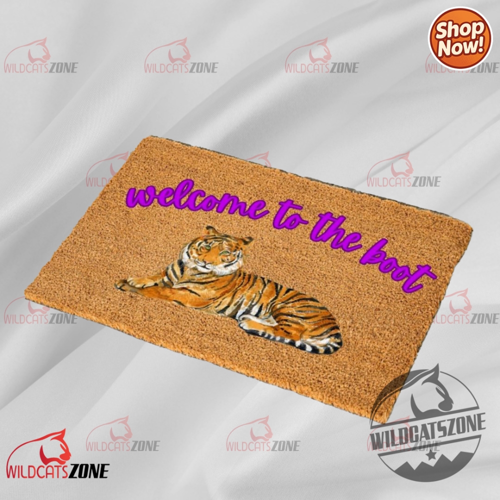 Geauxmaha Dreams & Tiger Pride: LSU Spirit in Every Stitch 14 Welcome To The Boot Doormat Lsu Tiger Fan Welcome Mat Game Day Front Door Rug Geaux Tigers Entry Mat