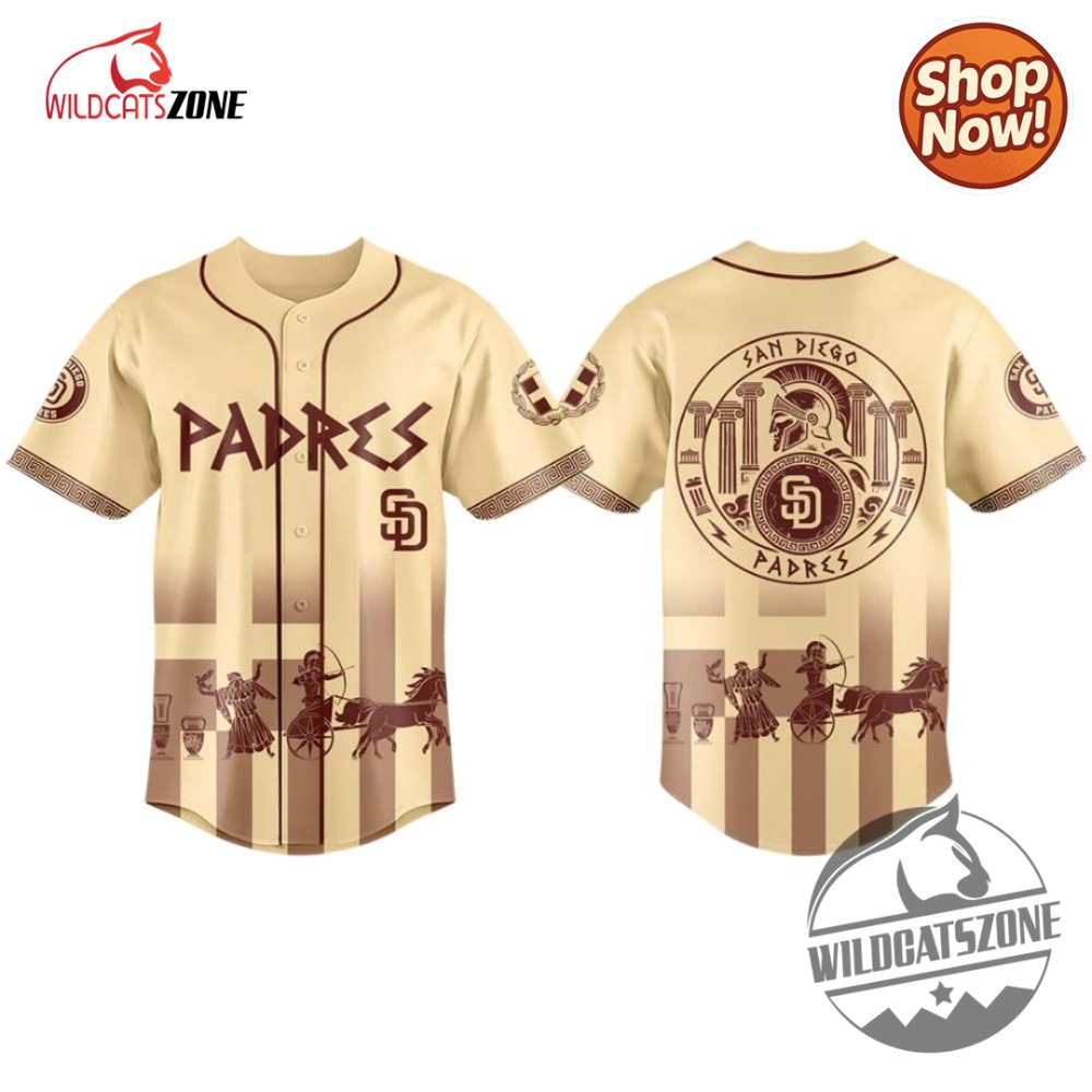 Bold Styles, Bigger Statements: Unique Hoodies & Jerseys That Celebrate Identity, Humor, and Heritage 12 Padres Greek Heritage Night 2025 Jersey Baseball Shirt
