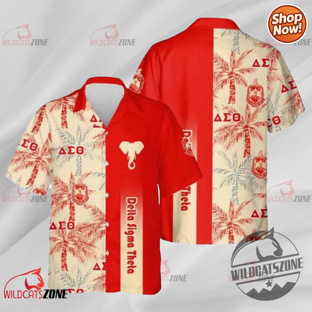 Delta Sigma Theta Palm Tree Hawaiian Shirt Button Up Shirts