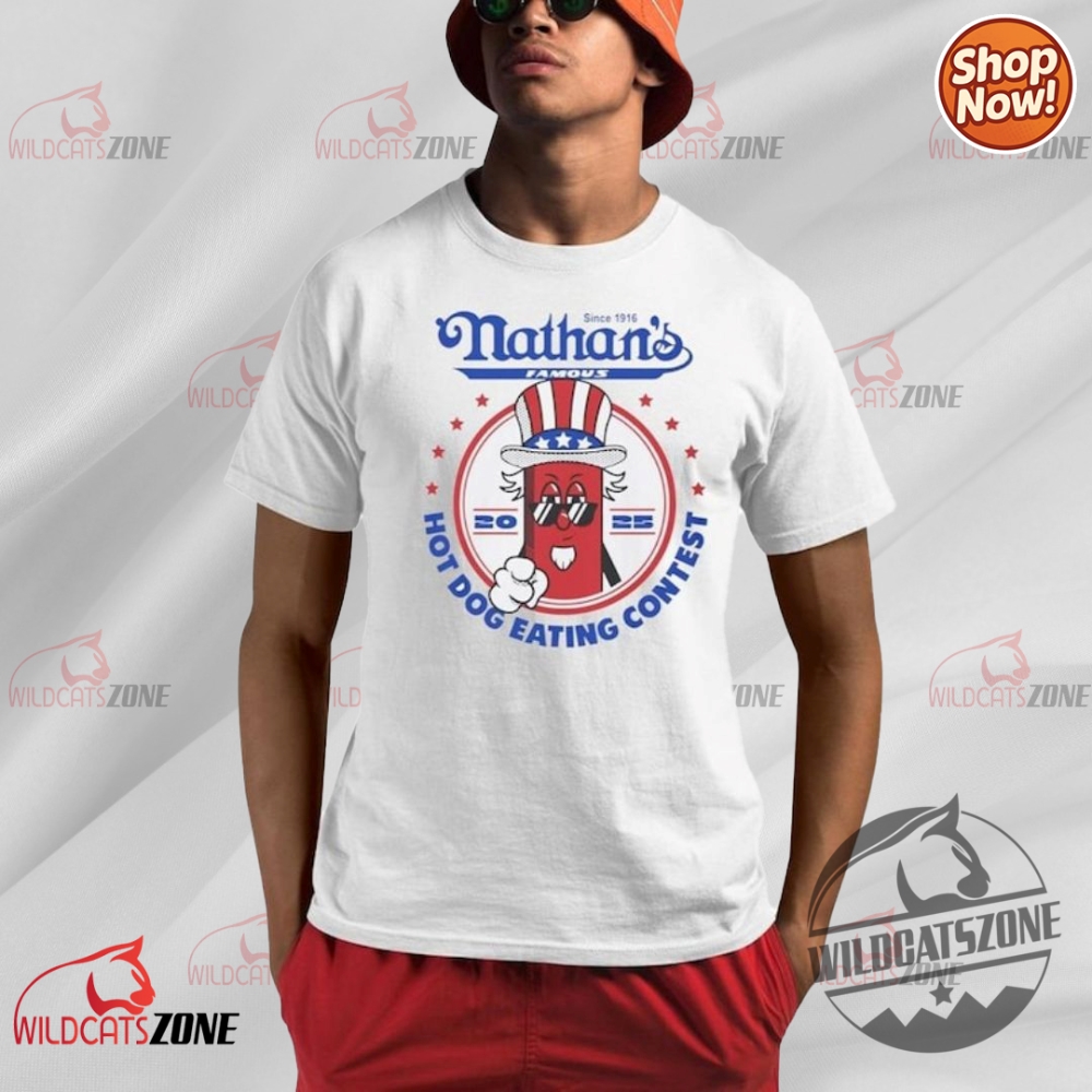 Slammin’ Summer Gear: Joey Chestnut, Savannah Bananas, Mark Briscoe & More Fan-Favorite Shirts and Hoodies 3 Nathans Hot Dog Eating Contest Shirt Men Women