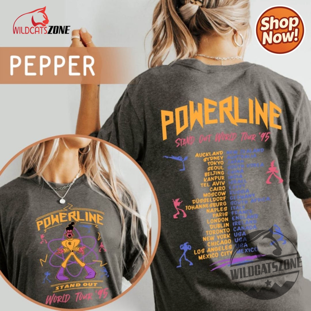 Powerline Goofy Movie 2 Sided Shirt Men Women Vintage Powerline Shirt With Tour Dates 7 Powerline Goofy movie 2 sided shirt men women vintage Powerline Shirt with Tour dates