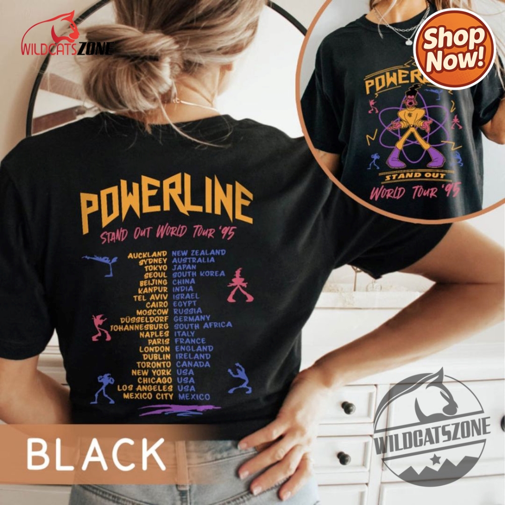 Powerline Goofy Movie 2 Sided Shirt Men Women Vintage Powerline Shirt With Tour Dates 11 Powerline Goofy movie 2 sided shirt men women vintage Powerline Shirt with Tour dates